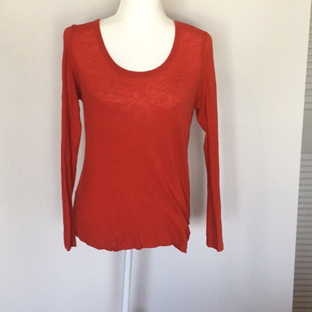 Red Ralph Lauren scoop neck long sleeve tee
